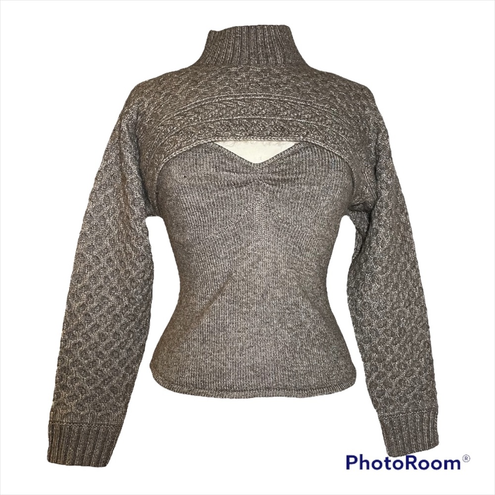 NWT Anthropologie heather brown two piece sweater size S - Picture 2 of 11